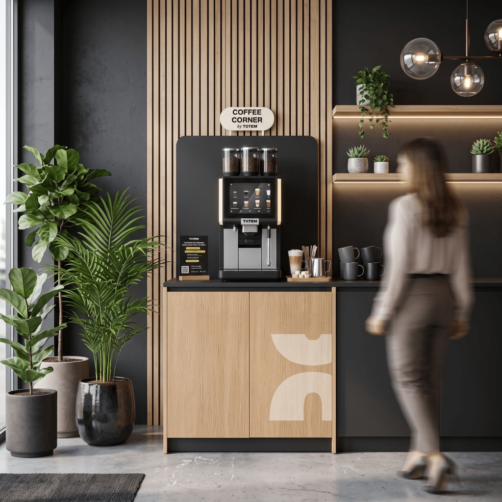 Machine Yirga dans un espace de pause en entreprise